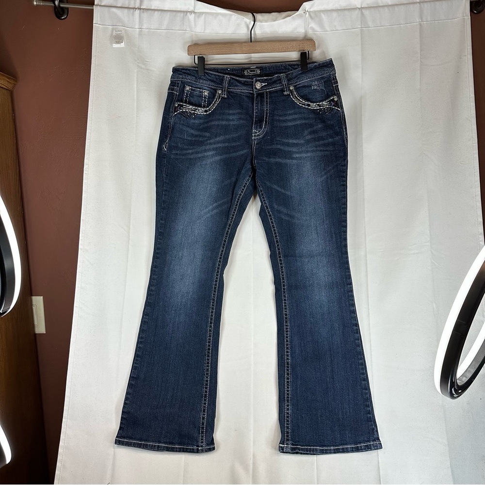 Dark Wash Women's Bootcut Jeans - Blue - Picture 2 of 15
